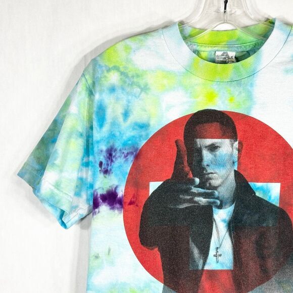 Eminem‎ Small T Shirt Handmade Tie Dye Short Sleeve Green Blue Tee Rapper 1507 - Picture 4 of 11